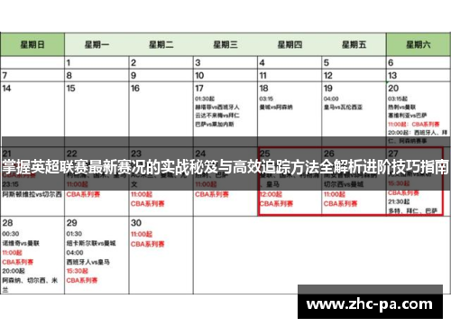 掌握英超联赛最新赛况的实战秘笈与高效追踪方法全解析进阶技巧指南